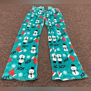 EUC! Warm Fleece Kids Snowman Pajama Pants Sz L Unisex